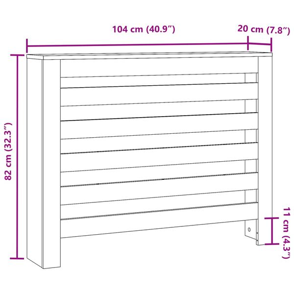 Copertura Termosifone VidaXL In Legno Multistrato Antico, 78x20x82 Cm - Design A Doghe, Con Ripiano, Per Soggiorno