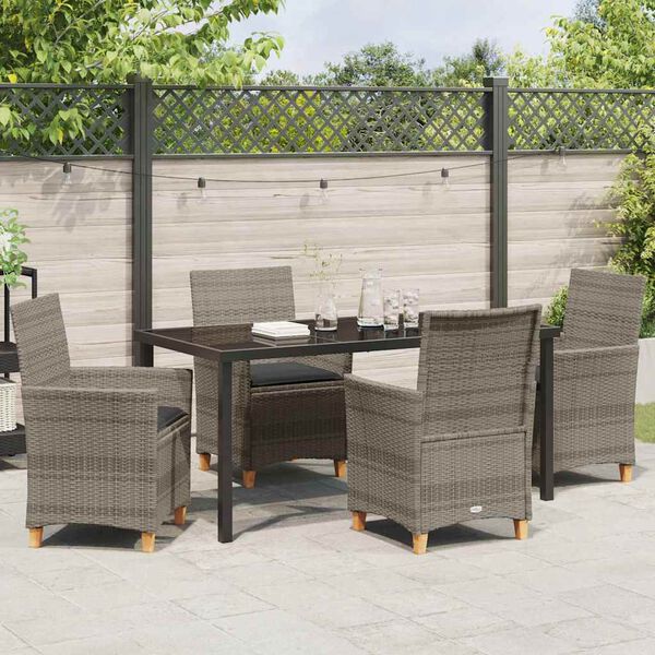 vidaXL Set da Pranzo per Giardino 5 pcs Grigio polyrattan