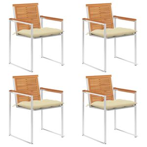 vidaXL Sedie da Giardino con Cuscini 4 pz in Legno Massello di Acacia