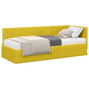 vidaXL Struttura Letto Angolare con Materasso 2 pz Giallo Velluto
