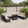vidaXL Set Divano da Giardino 11 pcs Nero Poly Rattan