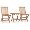 vidaXL Set da Pranzo Giardino Pieghevole 3 pz Cuscino Massello di Teak