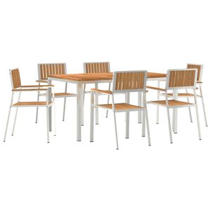 vidaXL Set da pranzo per esterni 7 pcs Marrone Legno di teak solido