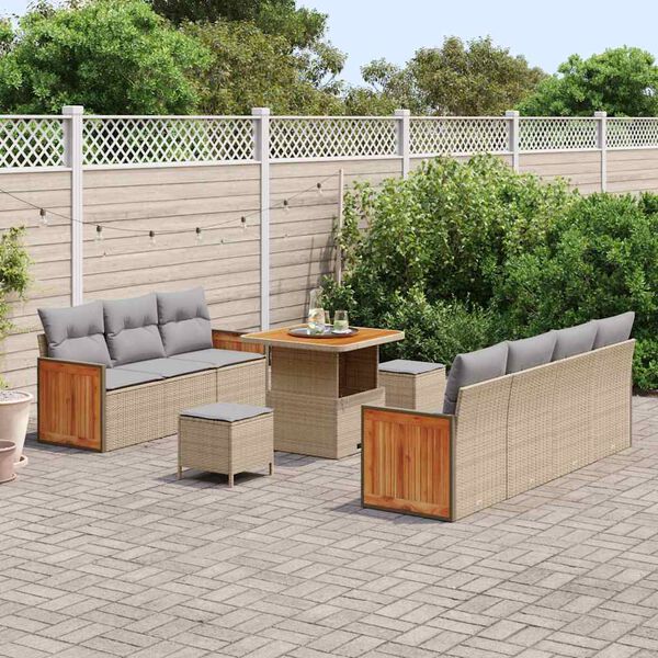 vidaXL Set Divano da Giardino 13 pcs Beige e Grigio Chiaro polyrattan