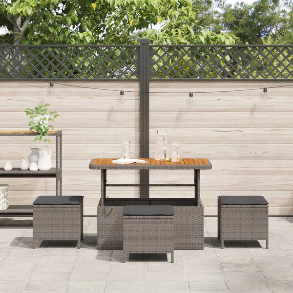 vidaXL Set da Pranzo per Giardino Grigio Poly Rattan