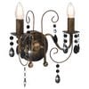 vidaXL Lampada da Muro con Perle Nero Anticato per 2 Lampadine E14