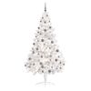 vidaXL Albero di Natale a Met&agrave; Preilluminato con Palline Bianco 180 cm