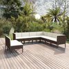 vidaXL Set Divani da Giardino 9 pz con Cuscini in Polyrattan Marrone