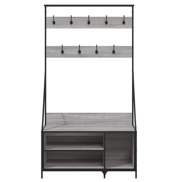 vidaXL Appendiabiti con Porta Scarpe Grigio Sonoma 100x41x184 cm