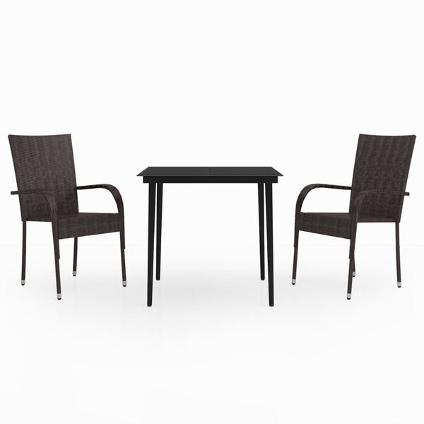 vidaXL Set da Pranzo da Giardino 3 pz Marrone e Nero