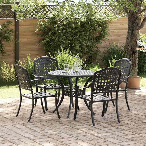 vidaXL Set da Pranzo per Giardino 5 pcs Nero Alluminio