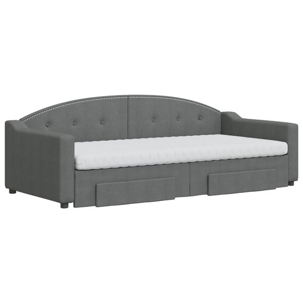 vidaXL Divano Letto Estraibile Cassetti Grigio Scuro 90x200cm Tessuto