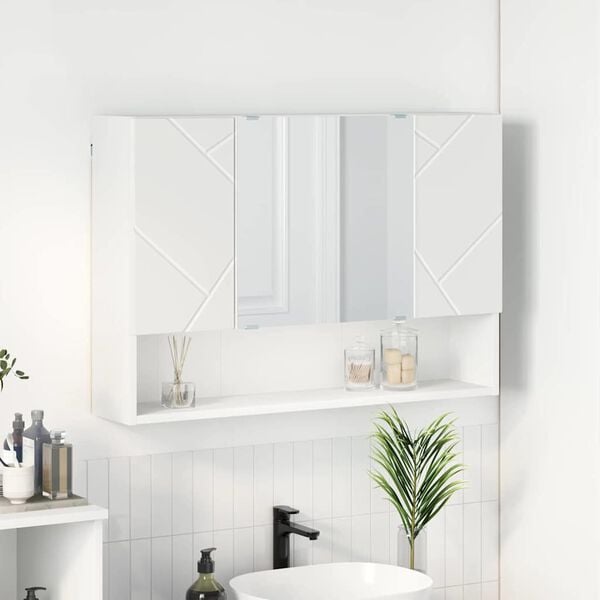 vidaXL Mobiletto per specchio Bianco 80 x 17 x 55 cm Legno multistrato