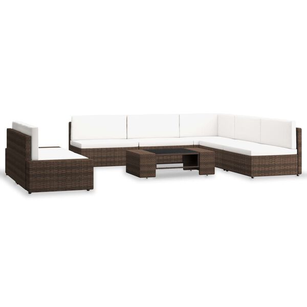 vidaXL Set Divani da Giardino 7 pz in Polyrattan Marrone