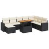vidaXL Set Divani da Giardino 9 pz con Cuscini Nero in Polyrattan