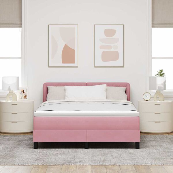 vidaXL Letto a molle con materasso Rosa 140 x 190 cm Velluto