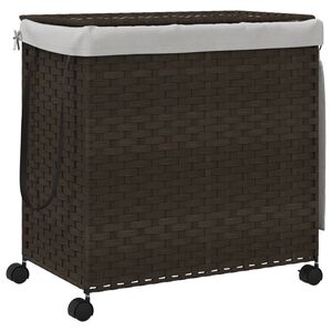 vidaXL Cesto Portabiancheria Ruote Marrone Scuro 60x35x60,5 cm Rattan