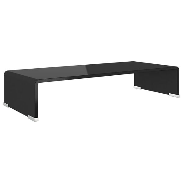 vidaXL Mobile/Rialzo Porta TV in Vetro Nero 60x25x11 cm