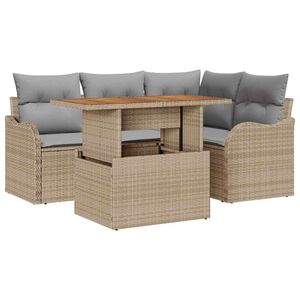 vidaXL Set Divano da Giardino 5 pcs Beige Poly Rattan
