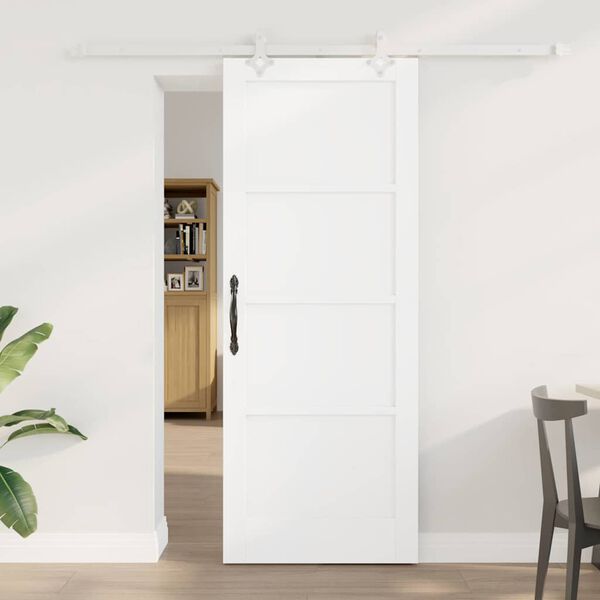 vidaXL Porta scorrevole Bianco 78 x 202 cm Pino massello