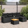 vidaXL Set Divano da Giardino 6 pz con Cuscini Nero in Polyrattan