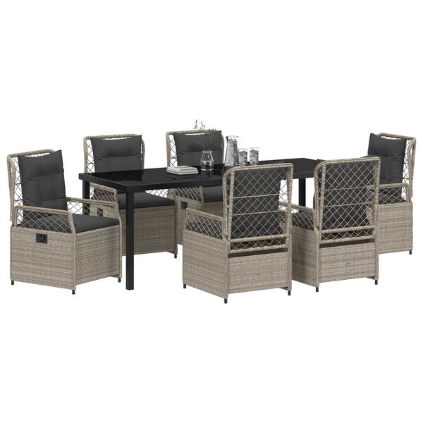 vidaXL Set da Pranzo per Giardino 7 pcs Grigio chiaro polyrattan
