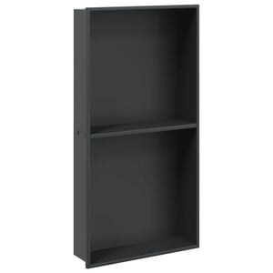 vidaXL Nicchia per Doccia Nero Opaco 32x62x9cm in Acciaio Inox