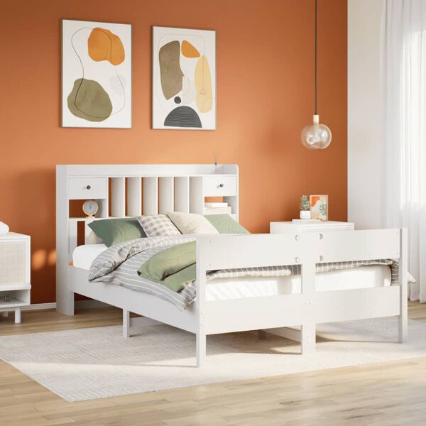 vidaXL Letto Libreria senza Materasso Bianco 150x200 cm Legno di Pino