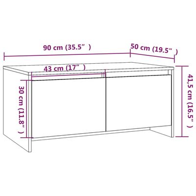 vidaXL Tavolino da Salotto Rovere Fumo 90x50x41,5 cm in Truciolato