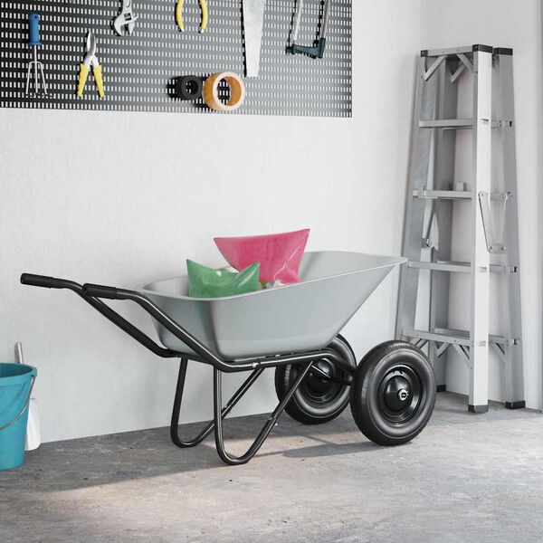 vidaXL Sostituzione Vassoio Carriola Argento 88 x 60 x 32 cm Acciaio