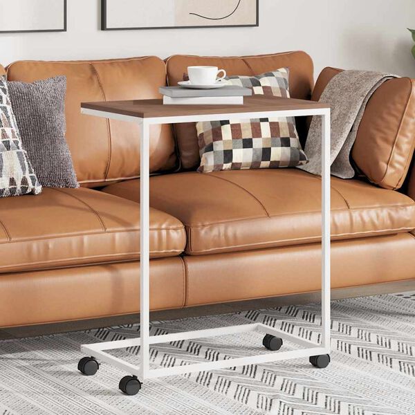 vidaXL Tavolino con Ruote Bianco 55x35x70 cm in Legno Multistrato