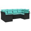 vidaXL Set Divano da Giardino con archiviazione 6 pcs Nero Poly Rattan