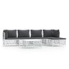 vidaXL Set Salotto da Giardino 6 pz con Cuscini in Acciaio Bianco