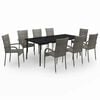 vidaXL Set da Pranzo per Giardino 9 pz con Cuscini Grigio e Nero