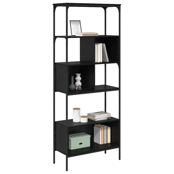vidaXL Libreria Rovere Nero 76 x 33 x 188,5 cm Legno multistrato