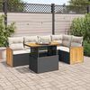 vidaXL Set Divano da Giardino 6 pz con Cuscini Nero Polyrattan Acacia