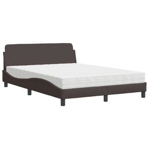 vidaXL Letto con Materasso Dover Marrone Scuro 140x200cm Tessuto