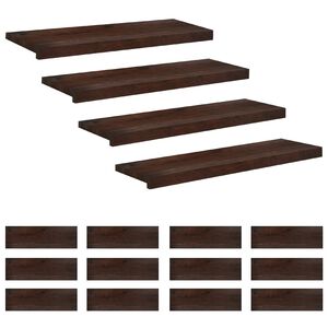 vidaXL Tappeti per scale 16 pz 80 x 25 x 2 cm Marrone Scuro