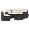 vidaXL Set Divano da Giardino 6 pz con Cuscini Nero in Polyrattan