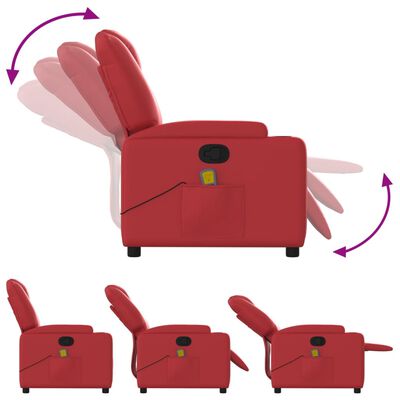 vidaXL Poltrona Massaggiante Reclinabile Rossa in Similpelle
