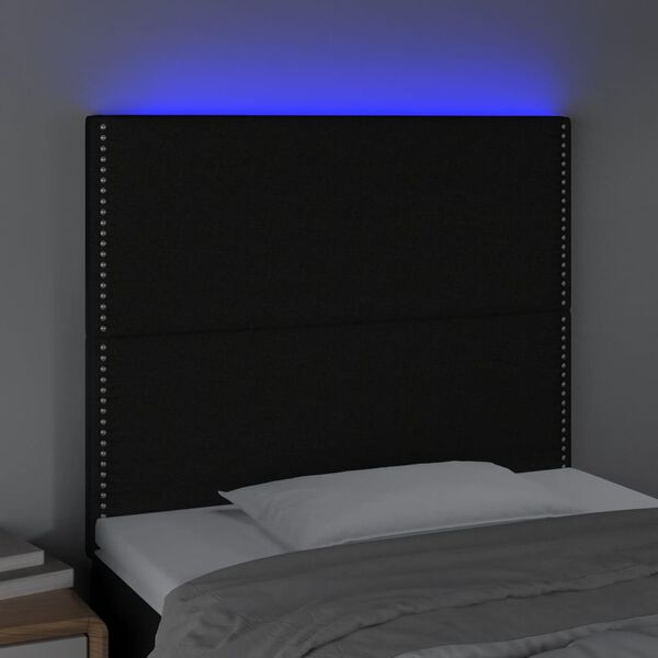 vidaXL Testiera a LED nero 90x5x118/128 cm in Tessuto