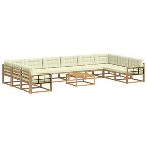 vidaXL Set di divani da esterno con cuscino 11 pcs Bianco e Crema