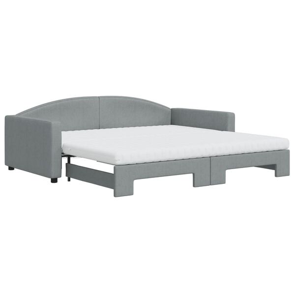 vidaXL Divano Letto Estraibile Materassi Grigio Chiaro 100x200 Tessuto
