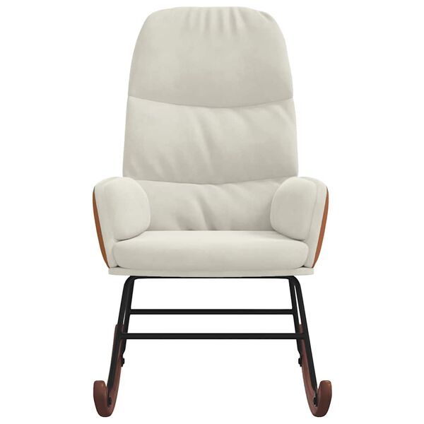 vidaXL Sedia a Dondolo in Velluto Crema Bianco