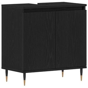 vidaXL Armadio per Lavabo da Bagno Rovere Nero 58 x 33 x 60 cm