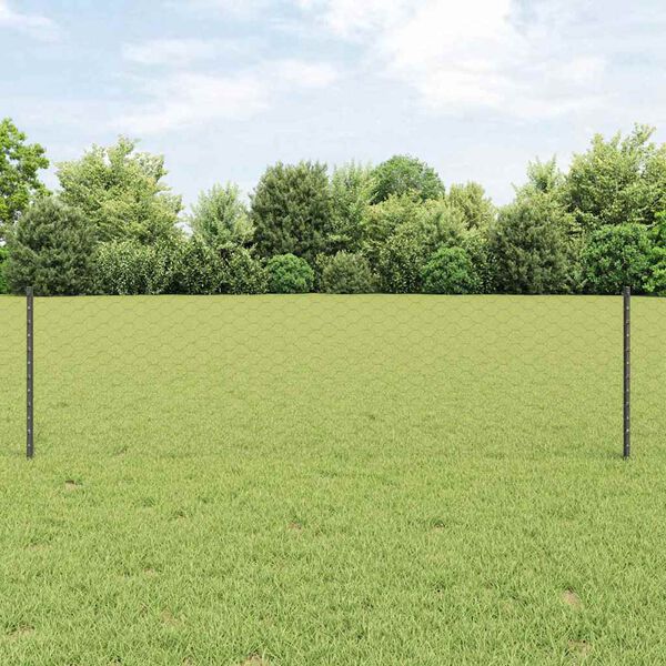 vidaXL Recinzione con Posto Grigio 0,6 x 25 m Acciaio e PVC