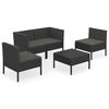 vidaXL Set Divani da Giardino 5 pz con Cuscini in Polyrattan Nero