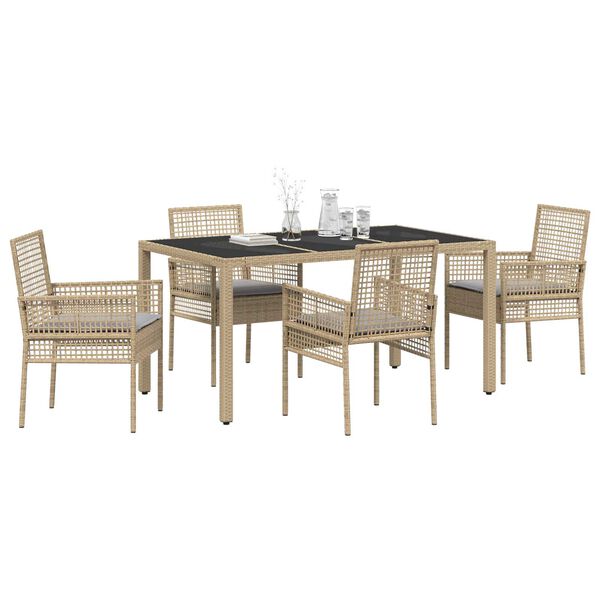 vidaXL Set da Pranzo per Giardino 5 pcs Beige polyrattan