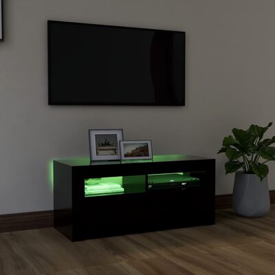 vidaXL Mobile Porta TV con Luci LED Nero 90x35x40 cm