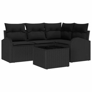 vidaXL Set Divano da Giardino 5 pcs Nero polyrattan